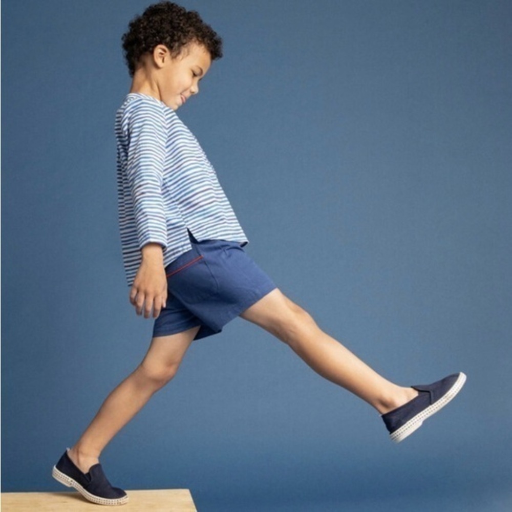 NWT Oso & Me Unisex‎ Lupo Blue Painted Striped Organic Cotton Shirt 4T